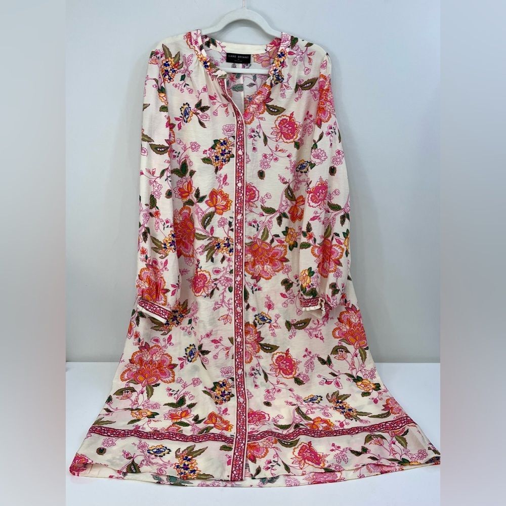 Lane Bryant Long-Sleeve Midi Shirt Overpiece Dress Size 14 - Picture 5 of 16